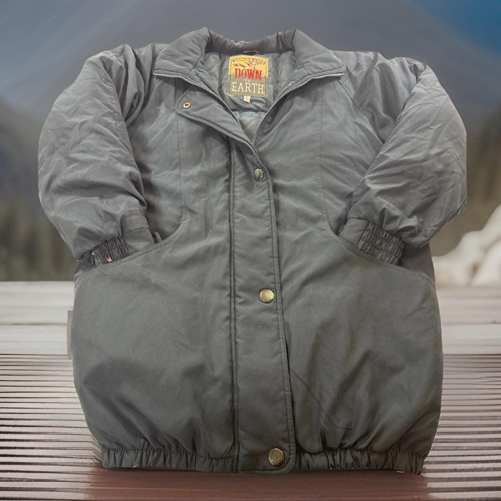 Y2K Down To Earth Men S green Puffer Coat‎ Down Filled Winter Warm Parka Jacket